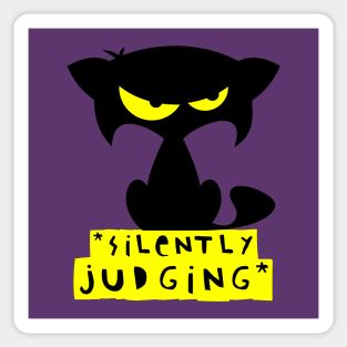 Funny black cat T-shirt – Silently judging (Mozart) – purple Sticker